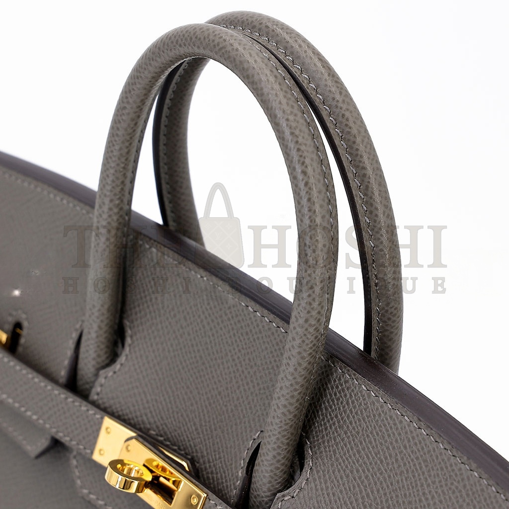 H**me5 BIRKIN 25 EPSOM LEATHER PEWTER GREY GOLD BUCKLE LUXURY BAG 2935397569 (25*20*13cm) Master Quality